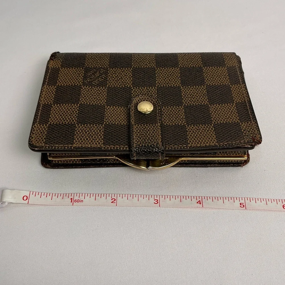 Louis Vuitton Damier Ebene Canvas Checkered Wallet kiss lock
